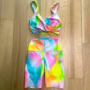 Carbon 38 sports bra and biker shirt set